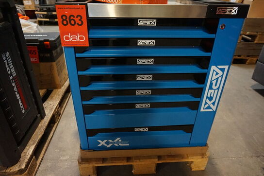 Apex Værktøjsvogn XXL med værktøj og 7 skuffer og skab Blue 