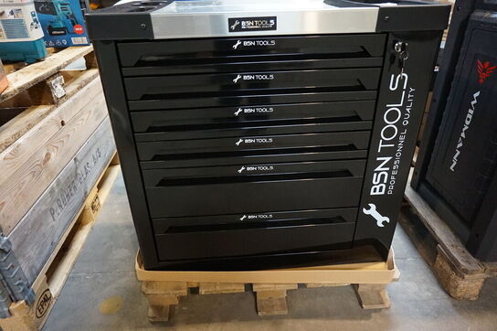 BSN Værktøjsvogn med 6 skuffer og sideskab. Inkl. 164 dele  værktøj 