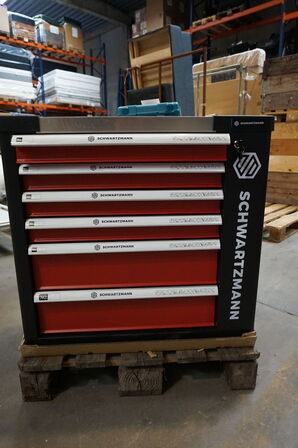 Schwartzmann værktøjsvogn. Seks skuffer inkl. værktøj Red/Black