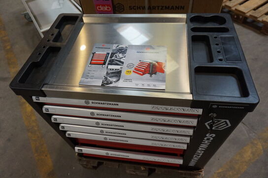 Schwartzmann værktøjsvogn. Seks skuffer inkl. værktøj Red/Black