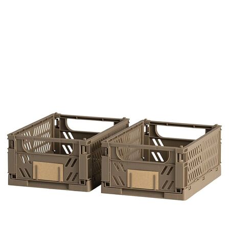7 pk. Stabelbar foldekasse valnød 17x12,5 cm 2 stk.