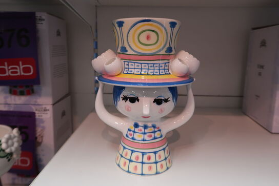 Bjørn Wiinblad Lady with hat vase blå 20,5 cm