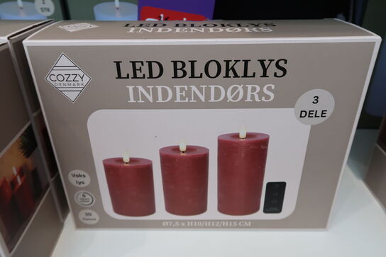 2 pk. Cozzy – LED bloklys med fjernbetjening indendørs rød 3 stk.