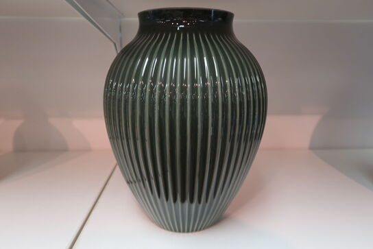 Knabstrup Ripple vase mørkegrøn H27 cm