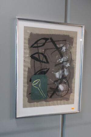 Komposition, gouache på papir, signeret ALBERT MERZ 90
