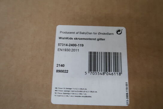 Babydan/ WishKids Toft Skrue Monteret Gitter 62,5-106,8 cm