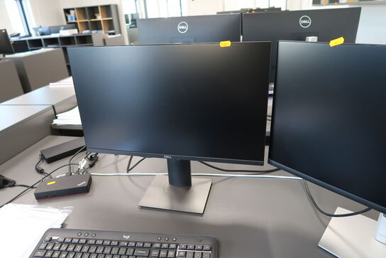 2 stk. computerskærme DELL P2422H, P2419H med tastatur, mus og dockingstation
