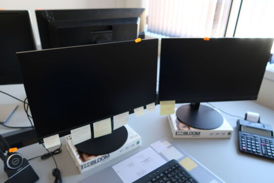 2 stk. computerskærme T2364pA, tastatur, rollermouse, headset JABRA