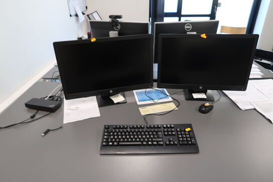 2 stk. computerskærme HP ProDisplay P240va med tastatur, mus og dockingstation