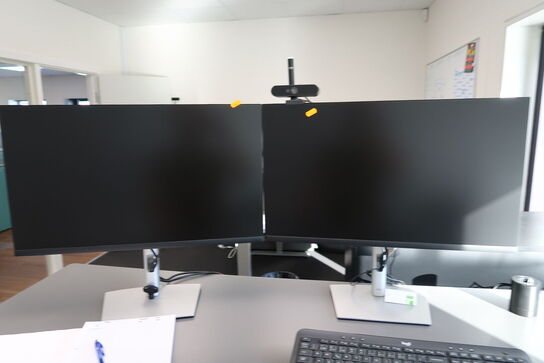 2 stk. computerskærme DELL P2722H, tastatur og dockingstation