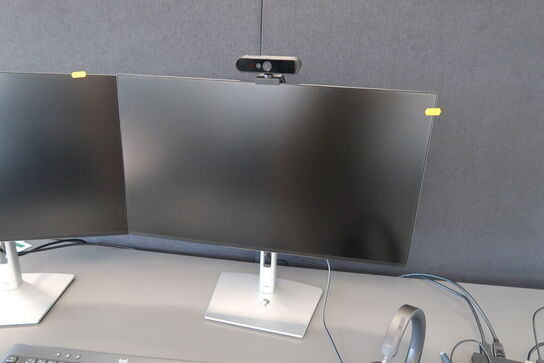 2 stk. computerskærme DELL P2725H, tastatur, mus, dockingstation, headset JABRA