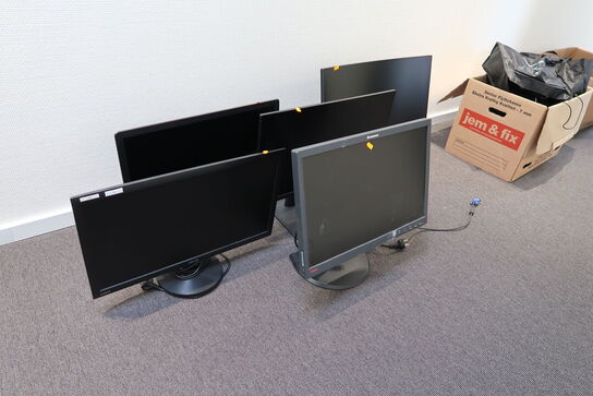 5 stk. computerskærme DELL S2722DGM, HP VH240a m.fl.