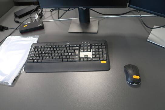 2 stk. computerskærme DELL P2422H, P2419H med tastatur, mus og dockingstation