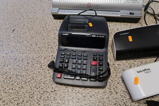3 stk. lamineringsmaskiner ML-340HLR, BNT OFFICE F9011, Q-CONNECT samt lommeregner
