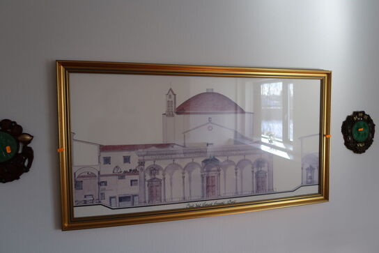 2 stk. vægudsmykning samt indrammet billede