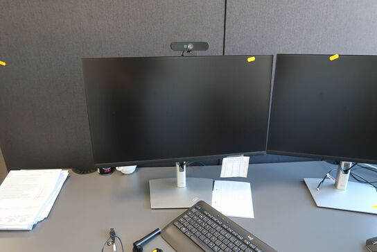 2 stk. computerskærme DELL P2723D, tastatur, mus, dockingstation, headset