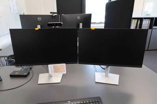 2 stk. computerskærme DELL P2422H, tastatur, dockingstation, headset JABRA