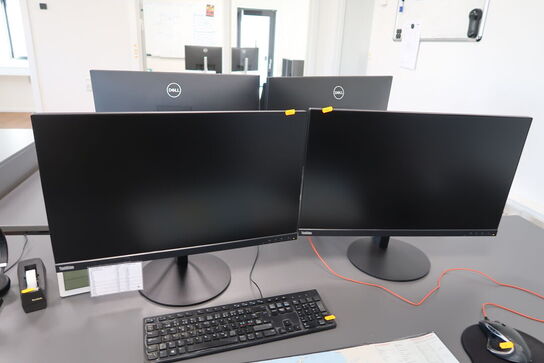 2 stk. computerskærme LENOVO P27q-10, tastatur, mus og headset