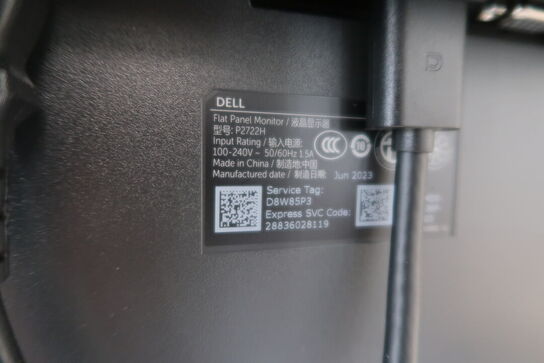 2 stk. computerskærme DELL P2722H, tastatur og dockingstation