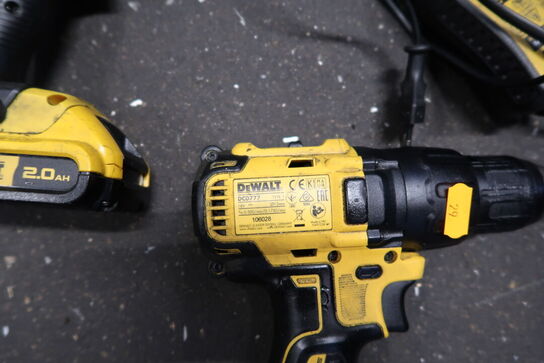 2 stk. akku håndværktøj DEWALT DCD777 med 3 stk. batterier og lader