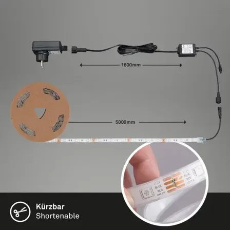 8 stk. briloner rgb led strip 5 meter med remote ip44(ubrugt)