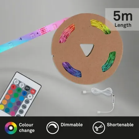 2 stk. briloner rgb led strip 5 meter med remote usb(ubrugt)