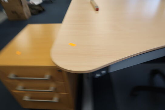 El. hæve/sænke skrivebord uden indhold, med skuffemodul og kontorstol