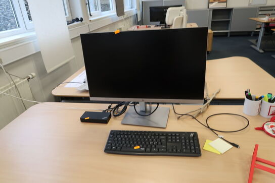 Computerskærm HP E273q, tastatur, mus, dockingstation LENOVO ThinkPad USB-C Dock Gen2