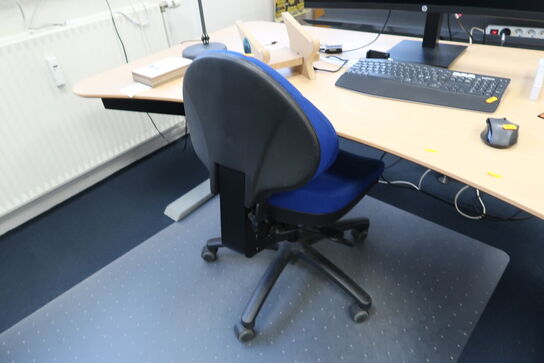 El. hæve/sænke skrivebord uden indhold, med skuffemodul og kontorstol