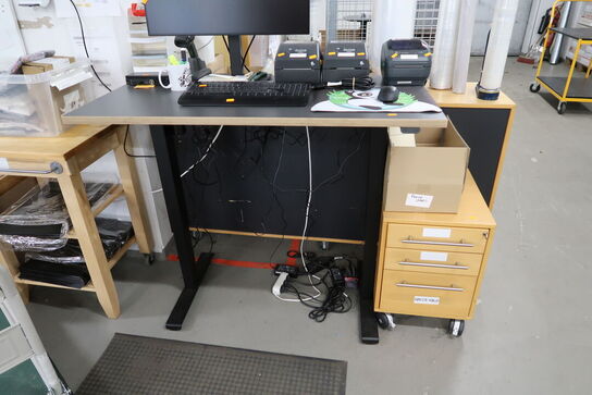 El. hæve/sænke skrivebord uden indhold med skuffemodul