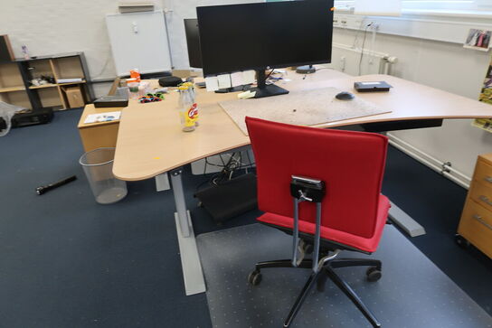 El. hæve/sænke skrivebord uden indhold, med skuffemodul og kontorstol