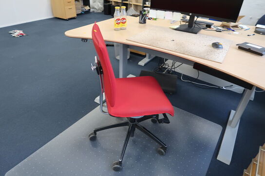 El. hæve/sænke skrivebord uden indhold, med skuffemodul og kontorstol