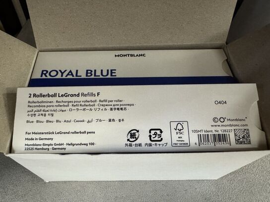 20 stk. Fyldepenne/Rollerball LeGrand Refill MONTBLANC ROYAL BLUE