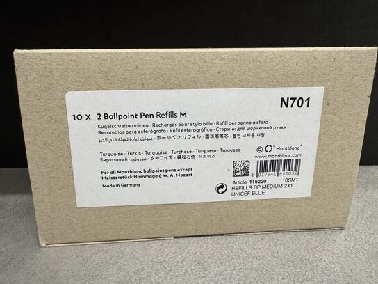 20 stk. Fyldepenne/Ballpoint Refill MONTBLANC TURQUOISE