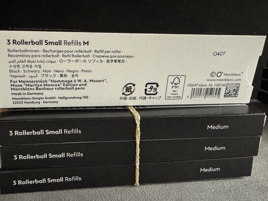 12 stk. Fyldepenne/Rollerball Small Refill MONTBLANC MYSTERY BLACK
