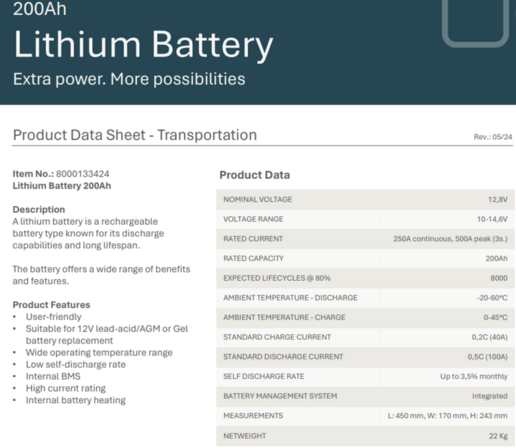 Lithium Battery 200Ah (læs beskrivelse) GREEN ENERGY LIFE PO6