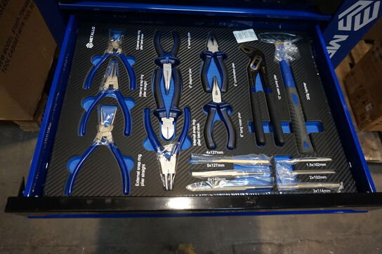 Metallo Værktøjsvogn XXL med værktøj og 7 skuffer og skab 