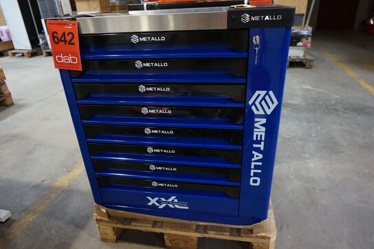 Metallo Værktøjsvogn XXL med værktøj og 7 skuffer og skab 