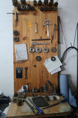 Tavle med værktøj til tandhjulsfræsning