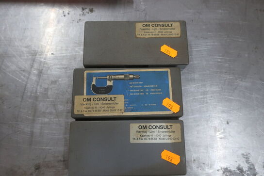 3 stk. Udvendig mikrometerskruesæt