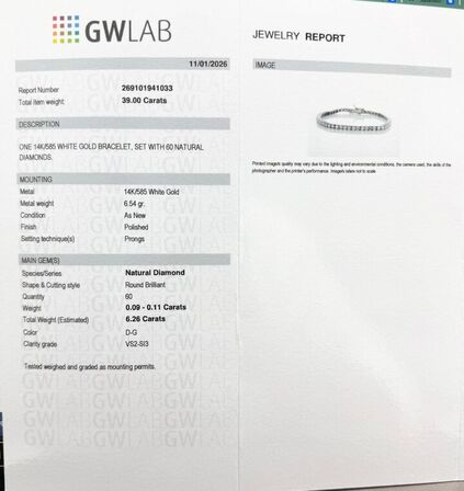 6,26 ct. NATURLIG diamant tennisarmbånd