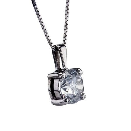 Diamanthalskæde med 1,02 ct. NATURLIG diamant og 14K hvidguld.