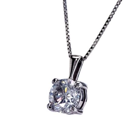 Diamanthalskæde med 1,02 ct. NATURLIG diamant og 14K hvidguld.