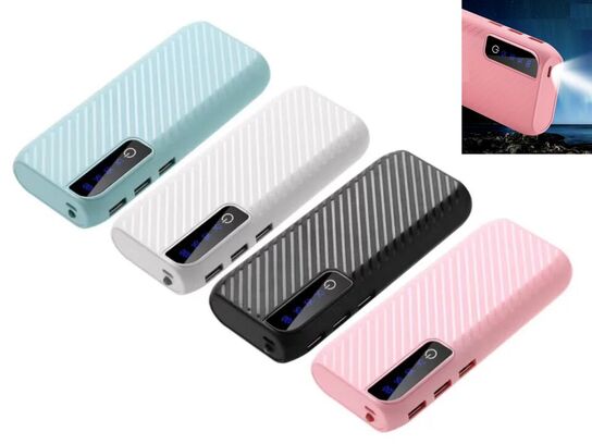 4 stk. Powerbank 20.000 mAh, med indbygget lommelygte.