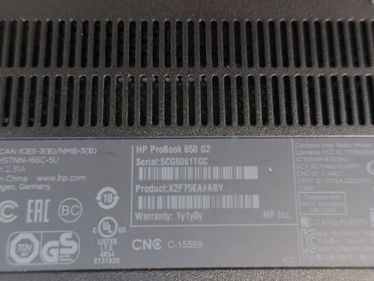 Bærbar PC HP ProBook 650 G2 Intel i5-6200U | 8 GB | 256 GB SSD | HP 22" skærm