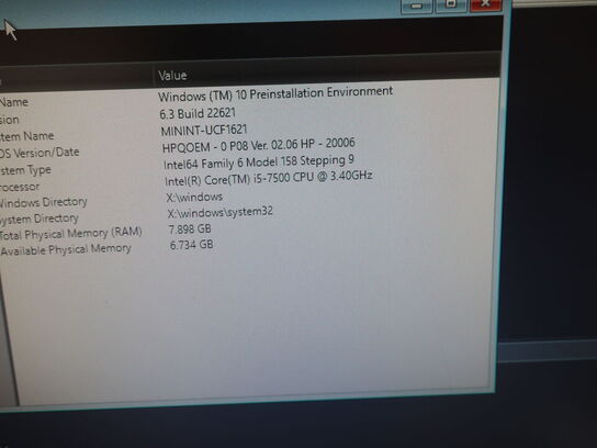 HP ProDesk | Intel i5-7500 | 8 GB | 256 GB SSD | HP 22" skærm