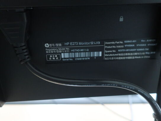 2 stk. HP EliteDisplay 27" skærme inkl. rollermouse & div. tilbehør