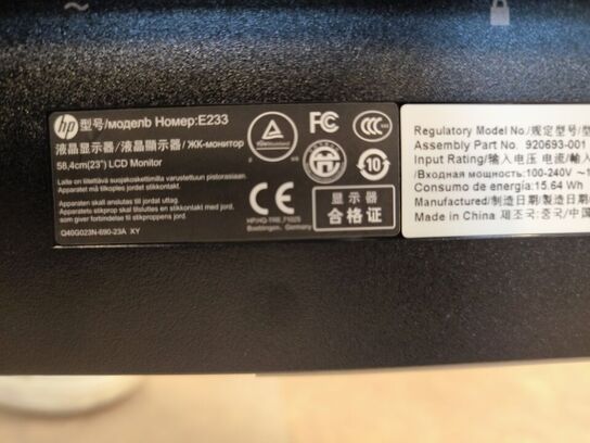 Skærm 23" HP EliteDisplay E233 IPS