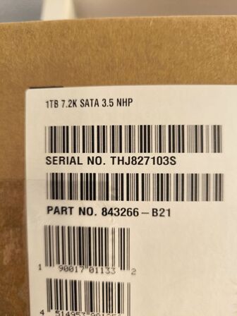 Harddisk til server HP 1TB 7.2K SATA (ubrugt)