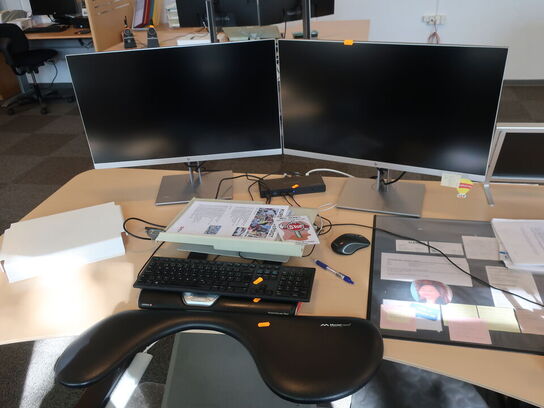 2 stk. HP EliteDisplay 27" skærme inkl. rollermouse & div. tilbehør